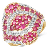 14K Yellow Gold Plated 2.46 Carat Genuine Ruby .925 Sterling Silver Ring
