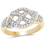 14K Yellow Gold Plated 0.21 ct. Genuine White Diamond .925 Sterling Silver Ring