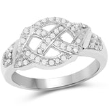 14K White Gold Plated 0.21 ct. Genuine White Diamond .925 Sterling Silver Ring