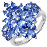 3.01 Carat Genuine Tanzanite .925 Sterling Silver Ring