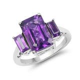 4.68 Carat Genuine Amethyst .925 Sterling Silver Ring