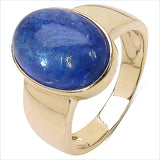 14K Yellow Gold Plated 8.70 ct. Genuine Tanzanite .925 Sterling Silver Ring