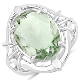 7.90 ct Genuine Green Amethyst .925 Sterling Silver Ring