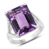 11.47 ct. Genuine Amethyst .925 Sterling Silver Ring
