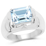 3.89 Carat Genuine Blue Topaz .925 Sterling Silver Ring