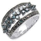0.62 Carat Genuine Blue Diamond .925 Sterling Silver Ring