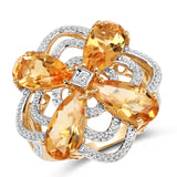 14K Yellow Gold Plated 8.80 Carat Genuine Citrine .925 Sterling Silver Ring
