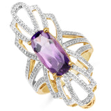 14K Yellow Gold Plated 2.70 Carat Genuine Amethyst .925 Sterling Silver Ring