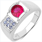 1.13 Carat Created Ruby and Tanzanite .925 Sterling Silver Ring