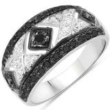 0.26 Carat Genuine Black Diamond and White Diamond .925 Sterling Silver Ring