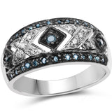 0.26 ct. Genuine Blue Diamond and White Diamond .925 Sterling Silver Ring