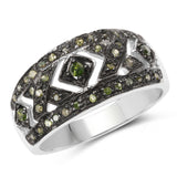 0.27 Carat Genuine Green Diamond .925 Sterling Silver Ring