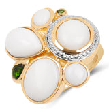 14K Yellow Gold Plated 5.01 Carat Genuine Opal & Chrome Diopside .925 Sterling Silver Ring