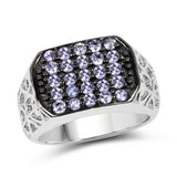 0.88 Carat Genuine Tanzanite .925 Sterling Silver Ring