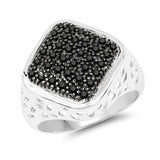 0.54 ct. Genuine Black Diamond .925 Sterling Silver Ring for women