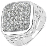 0.54 Carat Genuine White Diamond .925 Sterling Silver Ring