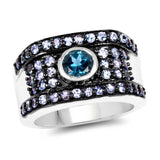 2.23 Carat Genuine Blue Topaz & Tanzanite .925 Sterling Silver Ring