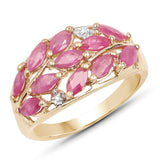 14K Yellow Gold Plated 1.56 Carat Genuine Ruby & White Topaz .925 Sterling Silver Ring
