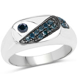 0.31 ct. Genuine Blue Diamond .925 Sterling Silver Ring