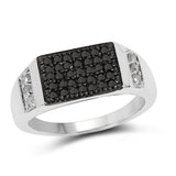 0.55 ct. Genuine Black Diamond and White Diamond .925 Sterling Silver Ring