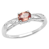 0.65 Carat Genuine Orange Sapphire .925 Sterling Silver Ring