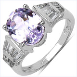 3.68 Carat Genuine Kunzite .925 Sterling Silver Ring