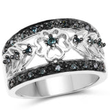 0.31 ct. Genuine Blue Diamond .925 Sterling Silver Ring