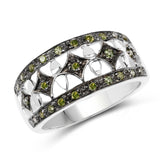 0.32 Carat Genuine Green Diamond .925 Sterling Silver Ring