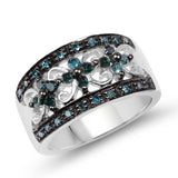 0.54 Carat Genuine Blue Diamond .925 Sterling Silver Ring for women