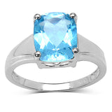 3.50  Carat Genuine Blue Topaz .925 Sterling Silver Ring