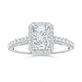 Radiant Cut Moissanite Diamond Paved Halo Engagement Ring for Women by Bling Proud | Urban Jewelry Online Store