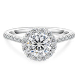 Round Cut Moissanite Diamond Paved Halo Ring for Women by Bling Proud | Urban Jewelry Online Store