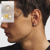 Round Iced 925 Sterling Silver Stud Earrings 