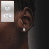 Round Iced 925 Sterling Silver Stud Earrings 