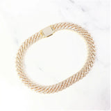 S925 Baguette Moissanite Diamond Cuban Link Chain in 14K Gold - 16mm 