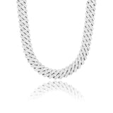 S925 Baguette Moissanite Diamond Cuban Link Chain in White Gold - 16mm 