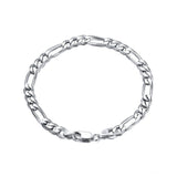 S925 Italy Silver Figaro Bracelet in White Gold - 5mm by Bling Proud | Urban Jewelry Online Store