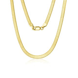 S925 Italy Silver Herringbone Snake Chain in 14K Gold - 4mm 