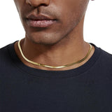 S925 Italy Silver Herringbone Snake Chain in 14K Gold - 4mm 