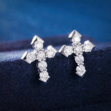 S925 Moissanite Cross Earring Studs - VVS1 Earrings 