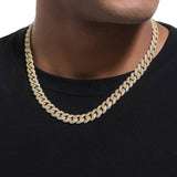 S925 Moissanite Diamond Cuban Link Chain in 14K Gold - 10mm Necklaces 