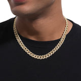 S925 Moissanite Diamond Cuban Link Chain in 14K Gold - 10mm Necklaces 