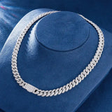 S925 Moissanite Diamond Cuban Link Chain in White Gold - 10mm Necklaces 