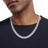 S925 Moissanite Diamond Cuban Link Chain in White Gold - 10mm Necklaces 