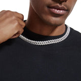 S925 Moissanite Diamond Prong Cuban Link Chain in White Gold - 12mm Necklaces 