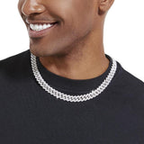 S925 Moissanite Diamond Prong Cuban Link Chain in White Gold - 12mm Necklaces 