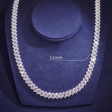 S925 Moissanite Diamond Prong Cuban Link Chain in White Gold - 12mm Necklaces 