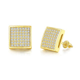 S925 Moissanite Diamond Square Stud Earrings in 14K Gold - 10mm by Bling Proud | Urban Jewelry Online Store