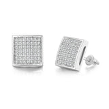S925 Moissanite Diamond Square Stud Earrings in White Gold - 10mm by Bling Proud | Urban Jewelry Online Store
