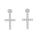 S925 Moissanite Flower Cluster Cross Stud Earrings - VVS1 by Bling Proud | Urban Jewelry Online Store